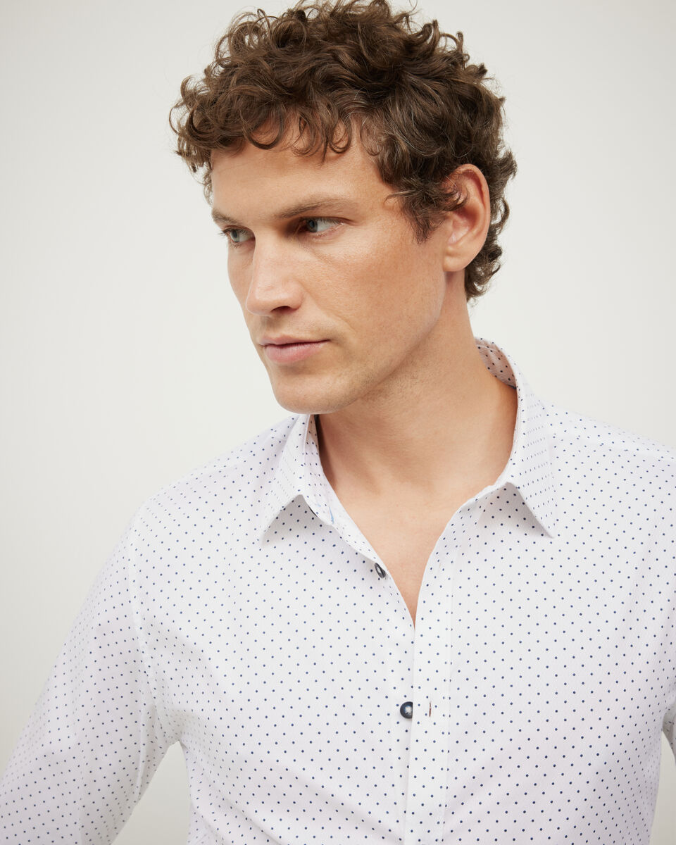 Polka Dot Print Long Sleeve Shirt, White, hi-res